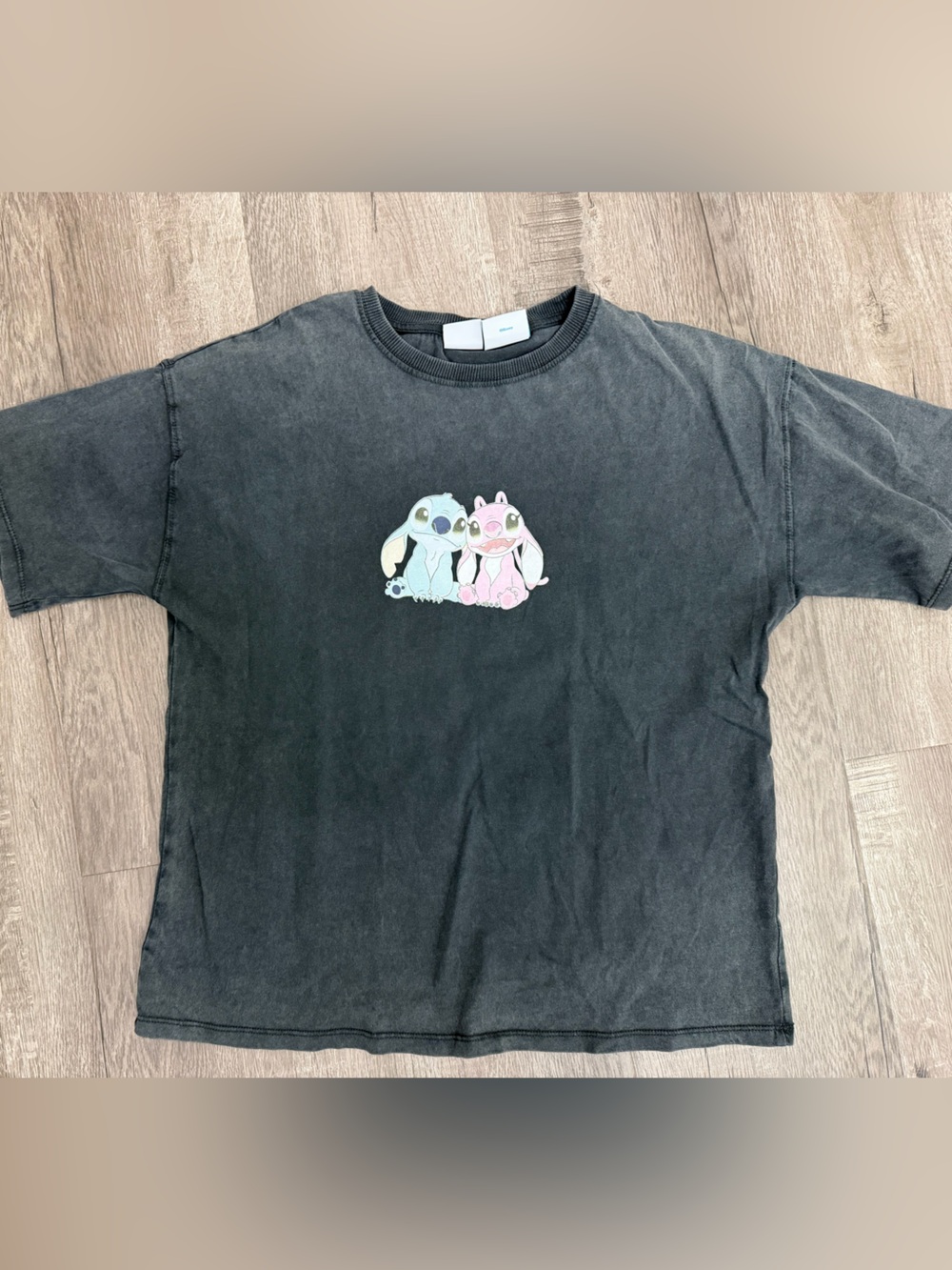Zara Black Tee with Stitch Duo Graphic